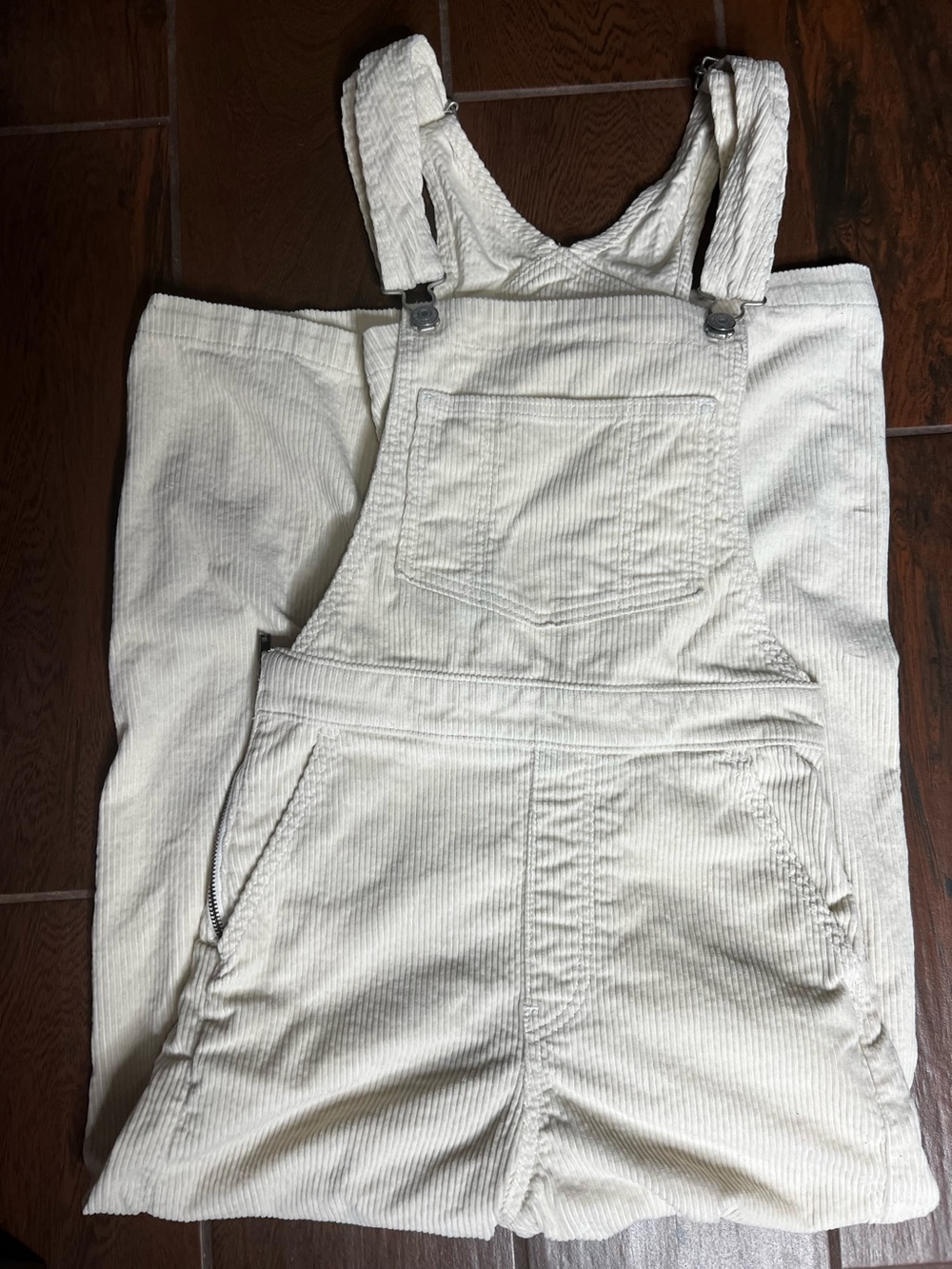 Levi’s Premium Cream Corduroy Wide Leg Overalls Women’s Size 27